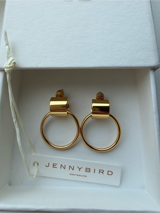 Jenny Bird Jewelry - Jenny Bird Polished Gold Hoop-and-Bar Drop Earrings